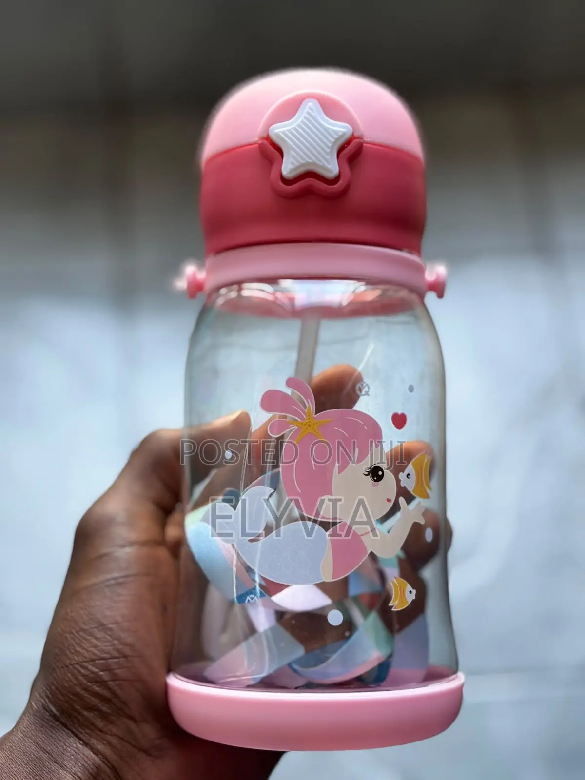 Pink Cartoon Water Bottle