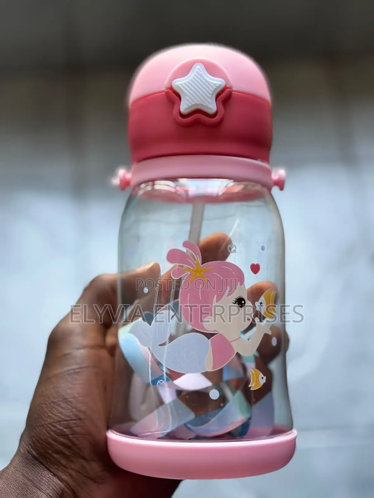 Pink Cartoon Water Bottle