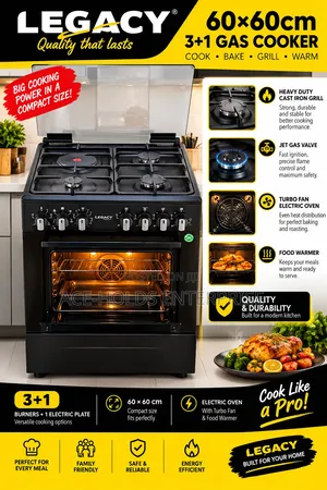60*60 Legacy 3+1 - Turbo Fan Electric Oven, Food Warmer Stand Cooker