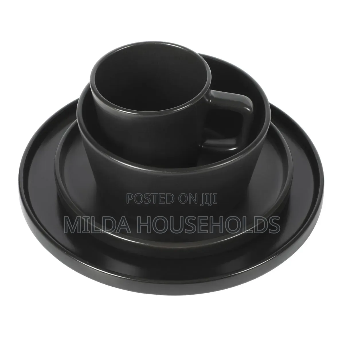 All Black 24 PCS Dinner Set