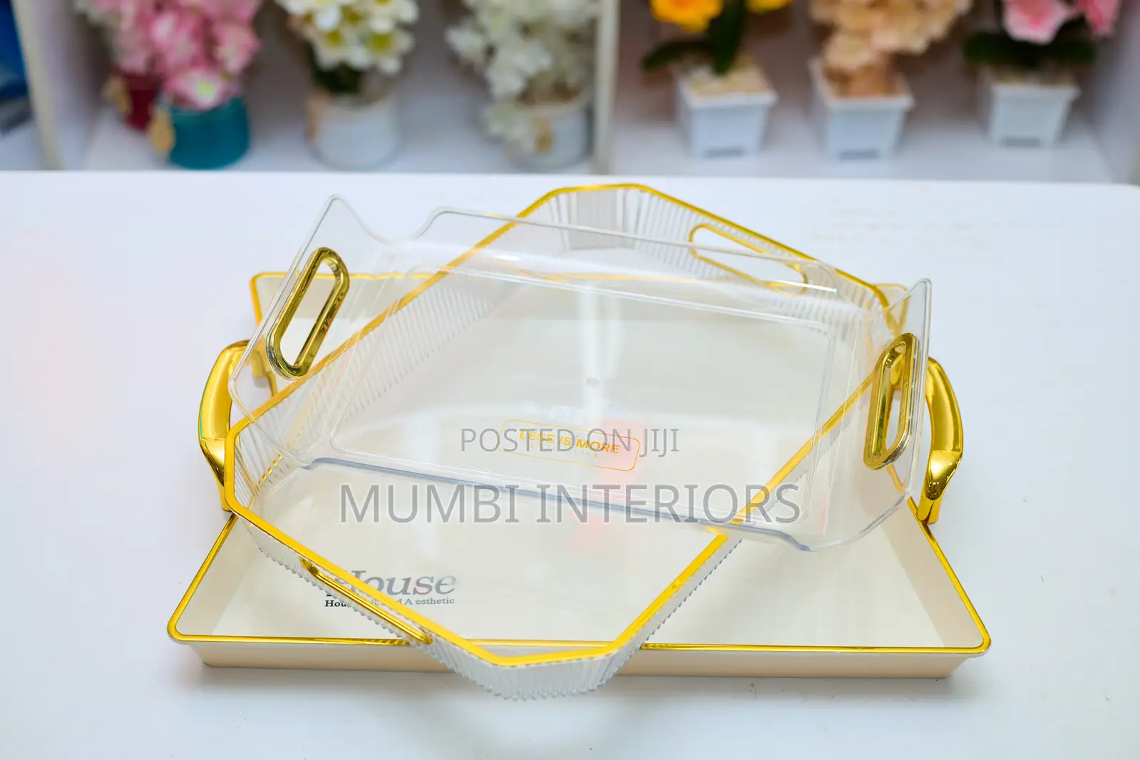 Tray With Gold Rim Handles