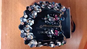 Beaded Floral Statement Necklace and Earrings Set