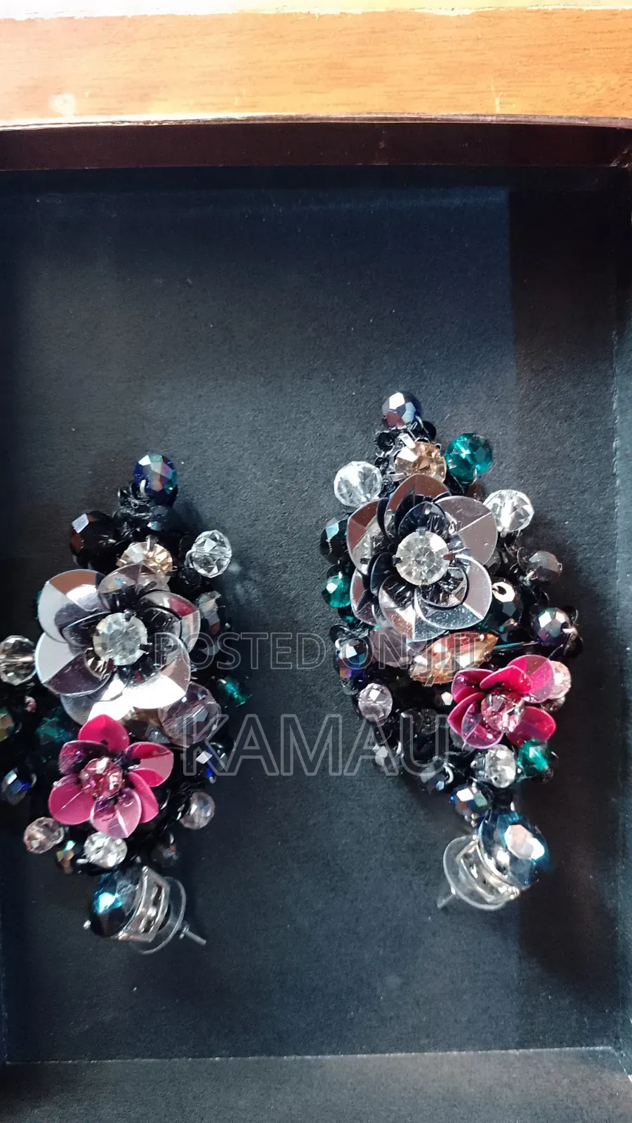 Beaded Floral Statement Necklace and Earrings Set