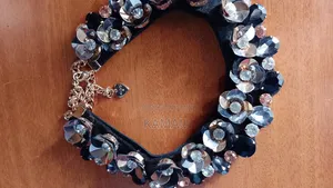 Beaded Floral Statement Necklace and Earrings Set