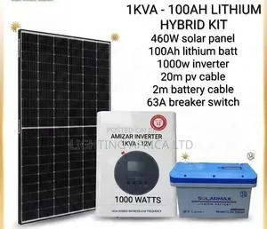 1kva Inverter - 100Ah Lithium Battery - 460w Solar Panel Full System