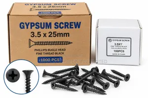 Gypsum Screws 3.5 × 25mm – Black Fine Thread