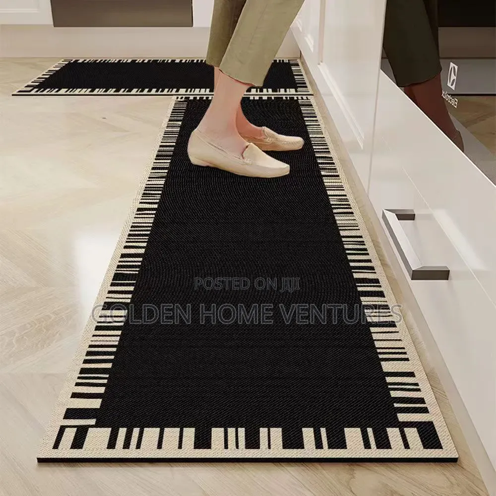 2Pcs Rubber Anti Slip Kitchen Floor Mats Runner Set
