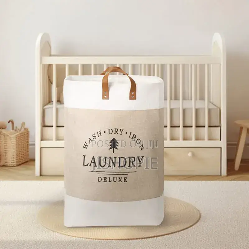 Foldable Cotton Linen Laundry Hamper Basket Storage Bag