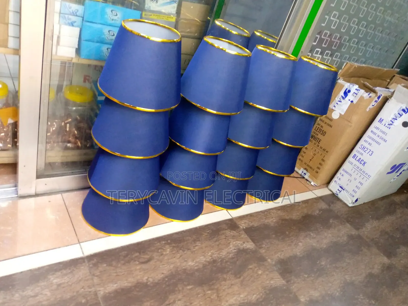 Floor Lamps With Navy Blue Translucent Shade