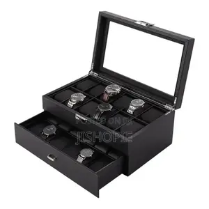 24 Slots Leather Watch Box Organizer Case Storage Display