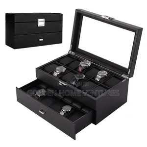 24 Slots Leather Watch Box Organizer Case Storage Display