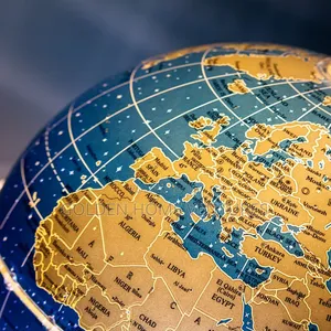 LED Illuminated World Globe Map Lamp Metal Stand Decor