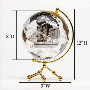 8 Inch LED Illuminated World Globe Map Metal Stand Decor