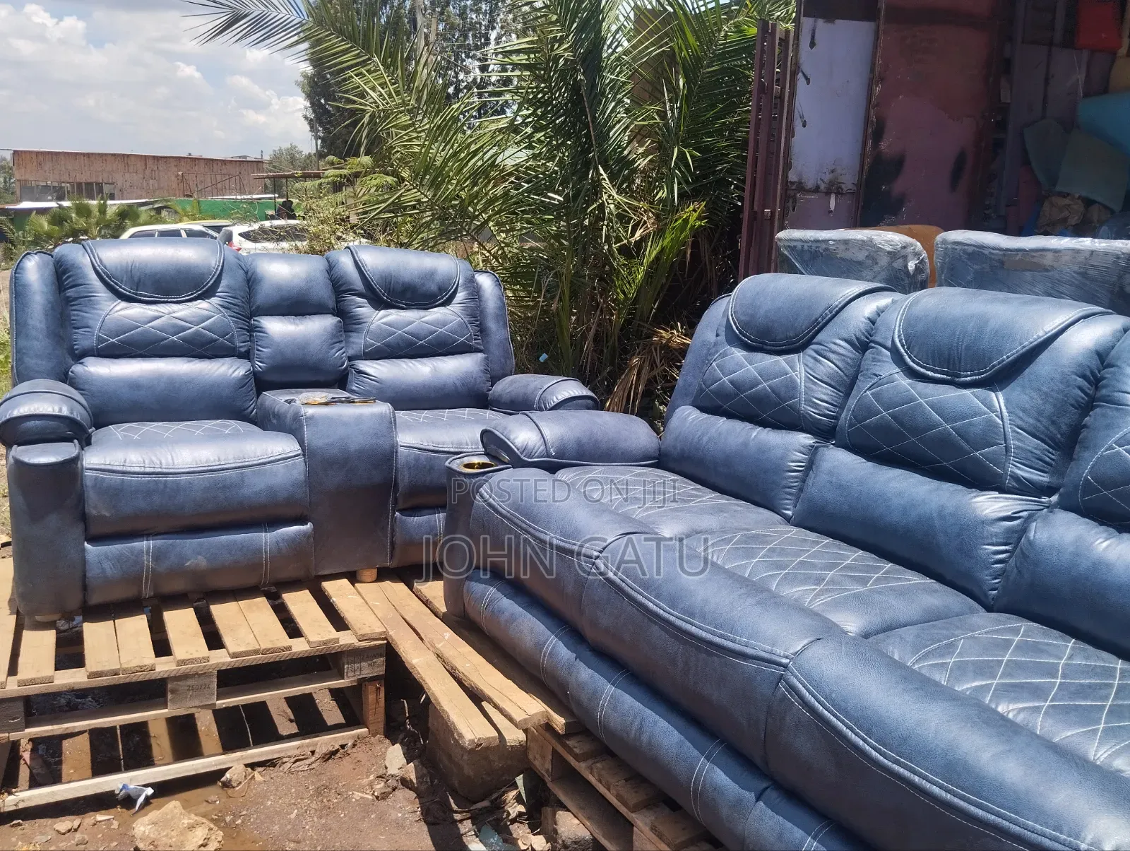 Nevy Blue Semi-Recliner