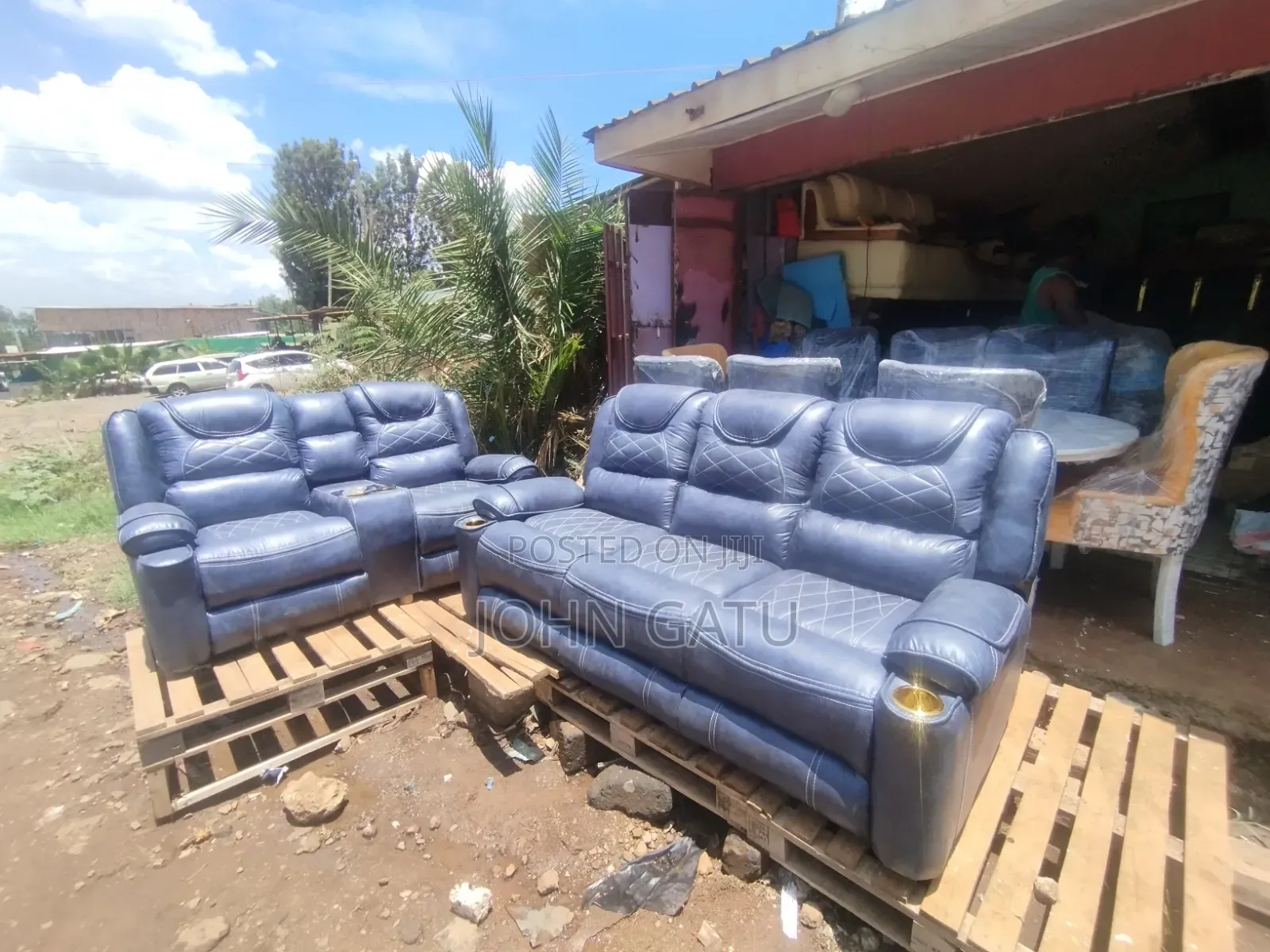 Nevy Blue Semi-Recliner