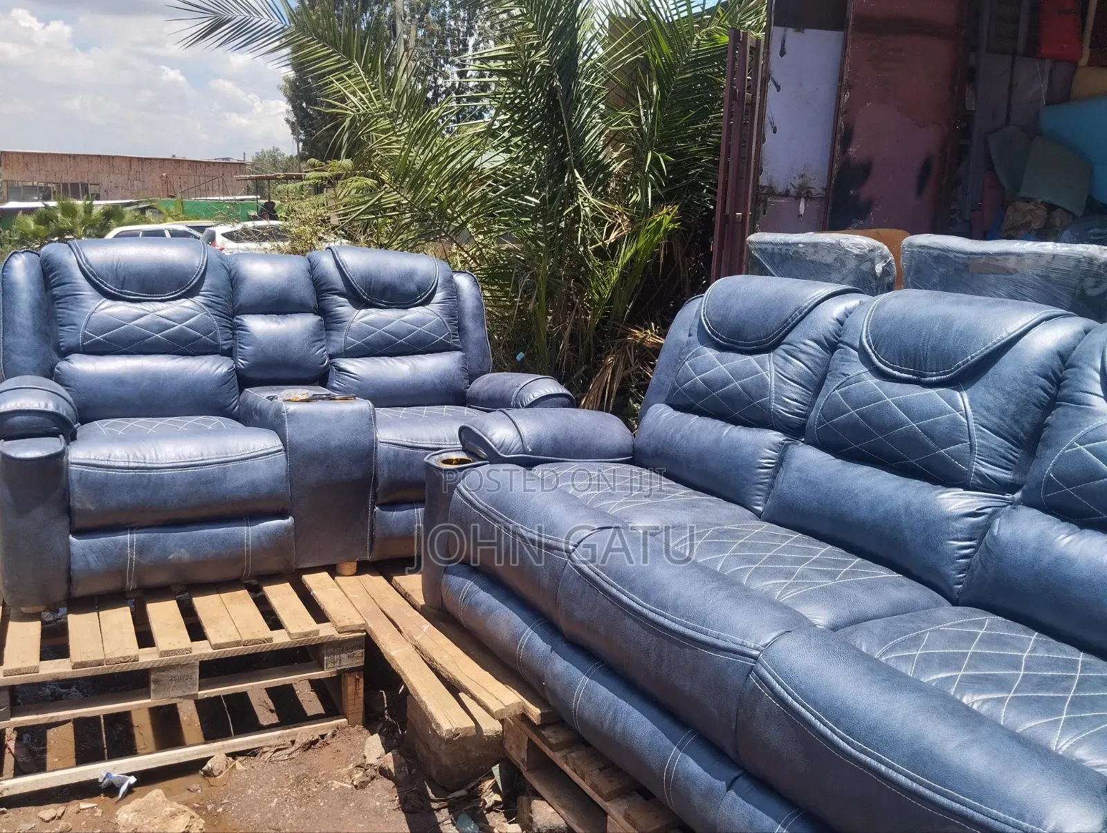 Nevy Blue Semi-Recliner