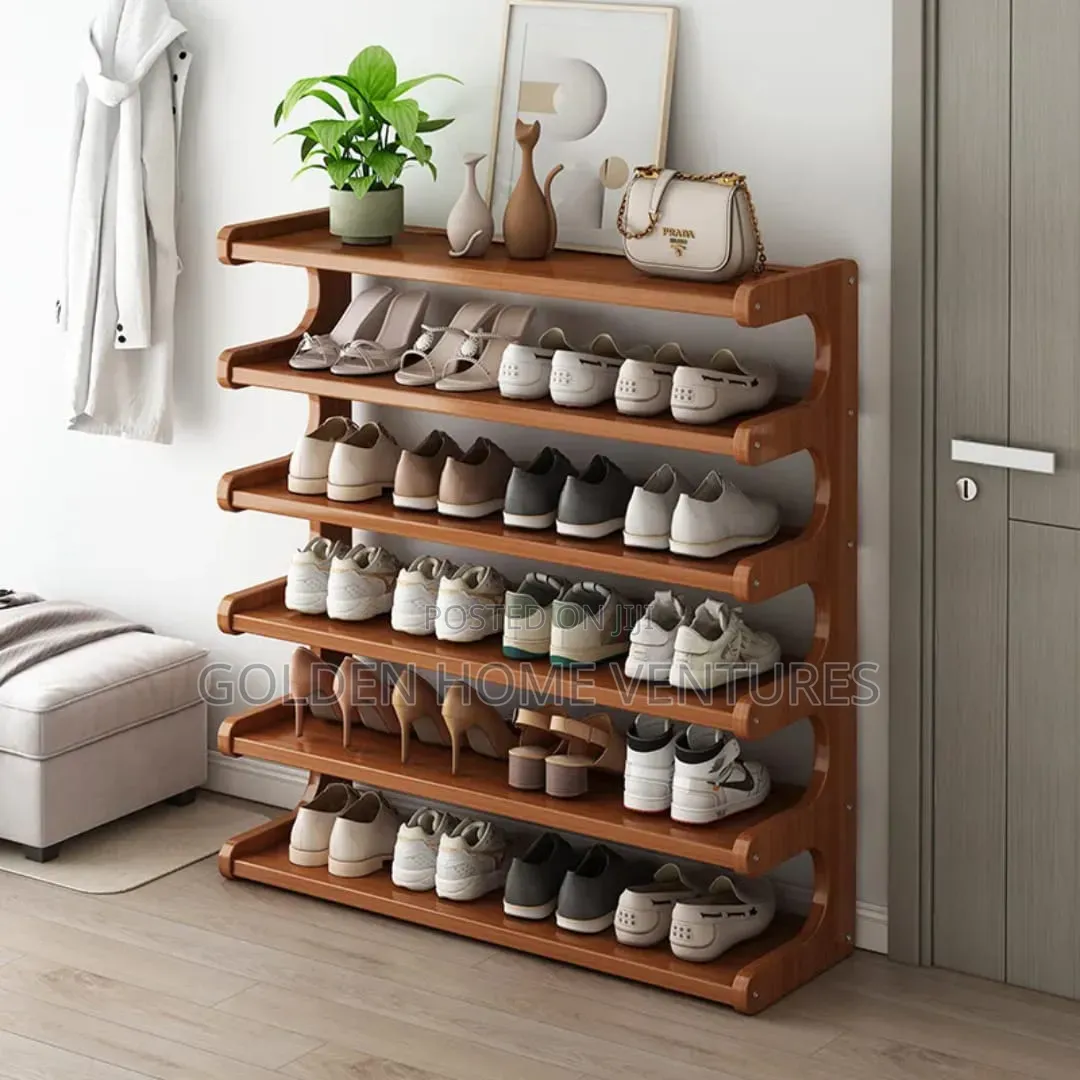6 Layer Wooden Bamboo Shoe Rack Free Standing Storage Shelf