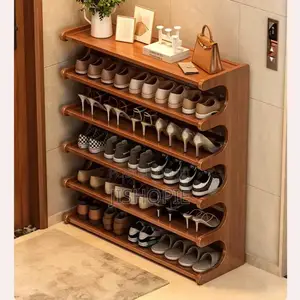 6 Layer Wooden Bamboo Shoe Rack Free Standing Storage Shelf