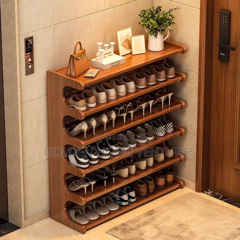 6 Layer Wooden Bamboo Shoe Rack Free Standing Storage Shelf