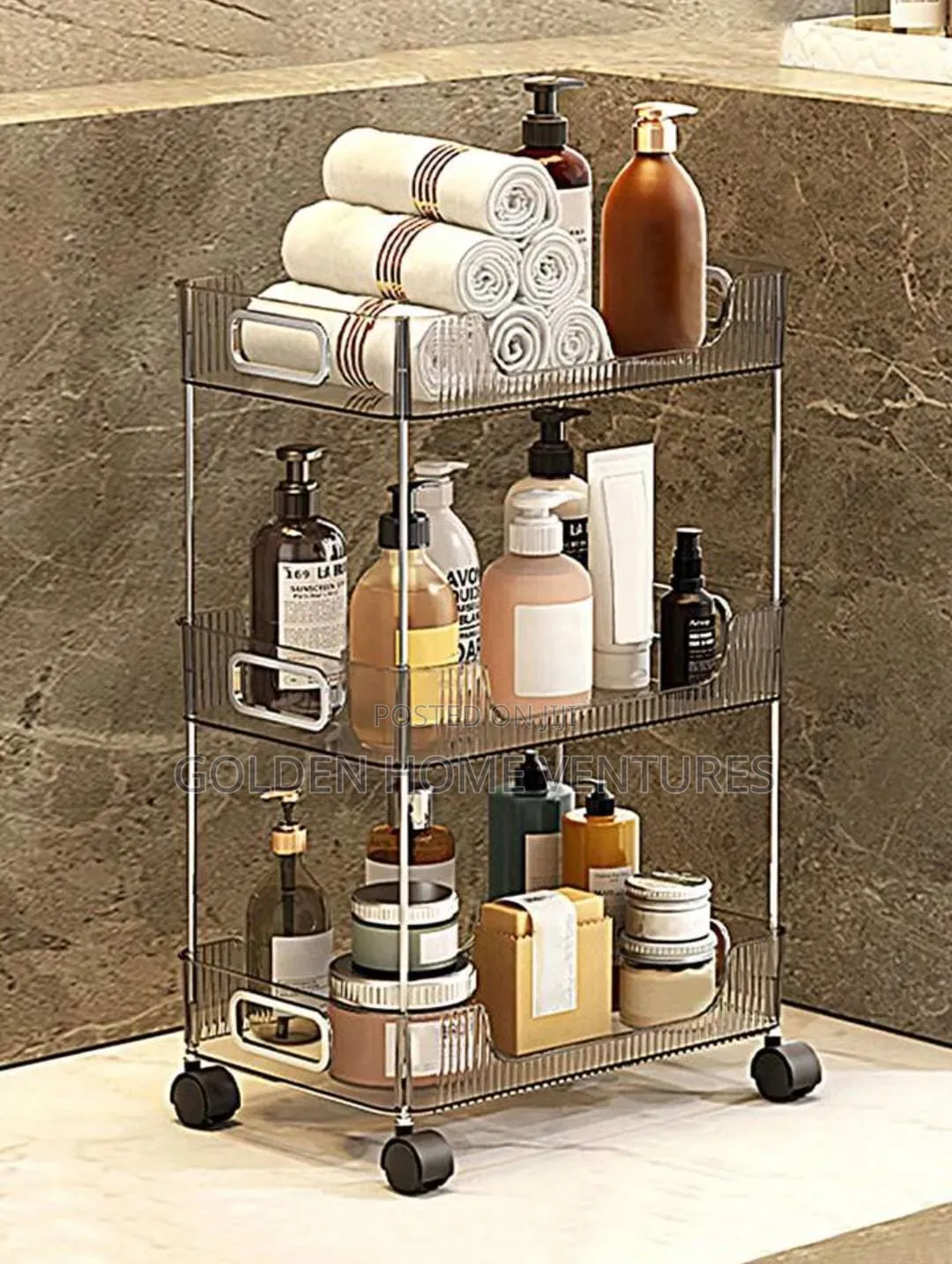 3 Tier Acrylic Rolling Storage Cart Organizer Removable Wheels