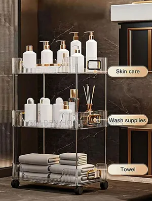 3 Tier Acrylic Rolling Storage Cart Organizer Removable Wheels