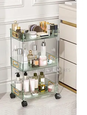 3 Tier Acrylic Rolling Storage Cart Organizer Removable Wheels