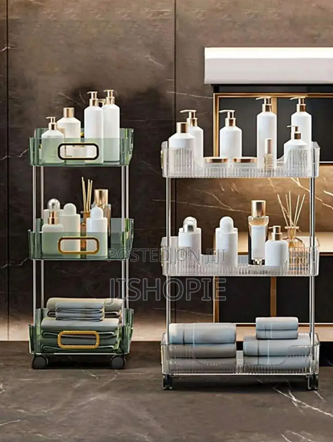 3 Tier Acrylic Rolling Storage Cart Organizer Removable Wheels