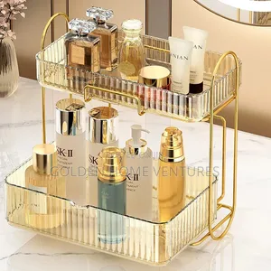 2 Tier Luxury Gold Cosmetic Storage Rack Makeup Organizer