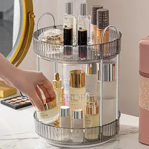 360 Rotating 2 Tier Makeup Organizer Spinning Perfume Tray