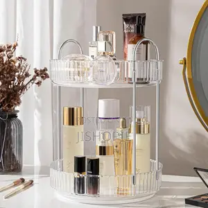360 Rotating 2 Tier Makeup Organizer Spinning Perfume Tray