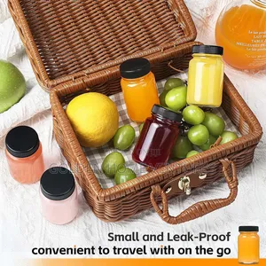 Set of 6 Clear Glass Ginger Shot Bottles 60ml Black Lids