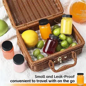 Set of 6 Clear Glass Ginger Shot Bottles 60ml Black Lids