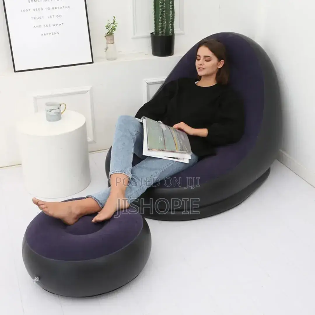 Inflatable Air Deluxe Lounge Chair Sofa With Footrest Ottoman