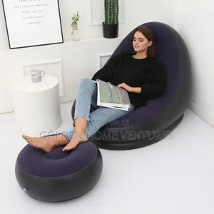 Inflatable Air Deluxe Lounge Chair Sofa With Footrest Ottoman