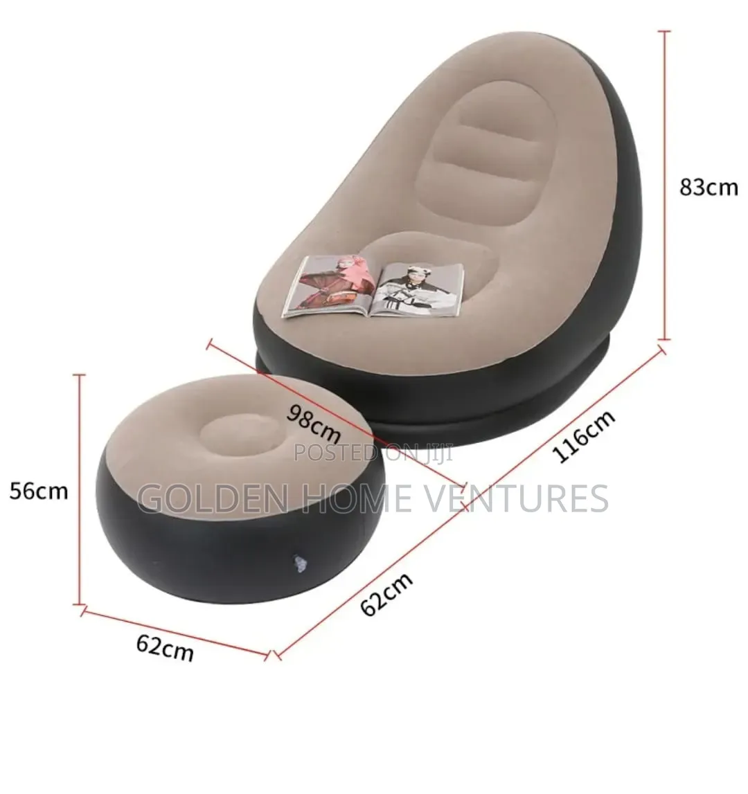 Inflatable Air Deluxe Lounge Chair Sofa With Footrest Ottoman