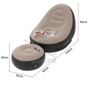 Inflatable Air Deluxe Lounge Chair Sofa With Footrest Ottoman