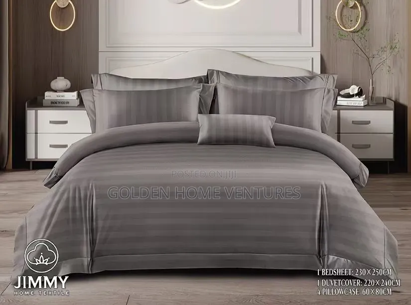Striped Cotton Duvet Cover Set 6x7 Feet 6 Piece Bedding