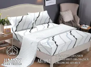 Printed Cotton Fitted Bedsheet Set 7x8 Feet 6 Piece Bedding