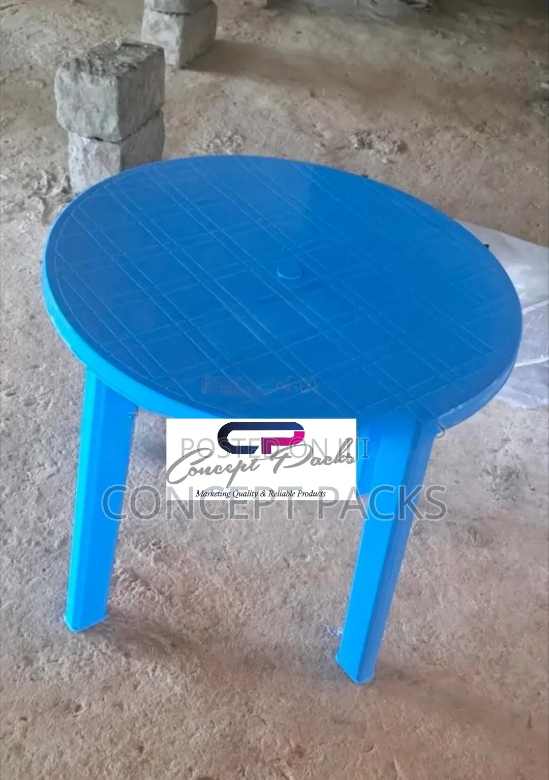 Blue Round Plastic Garden Table