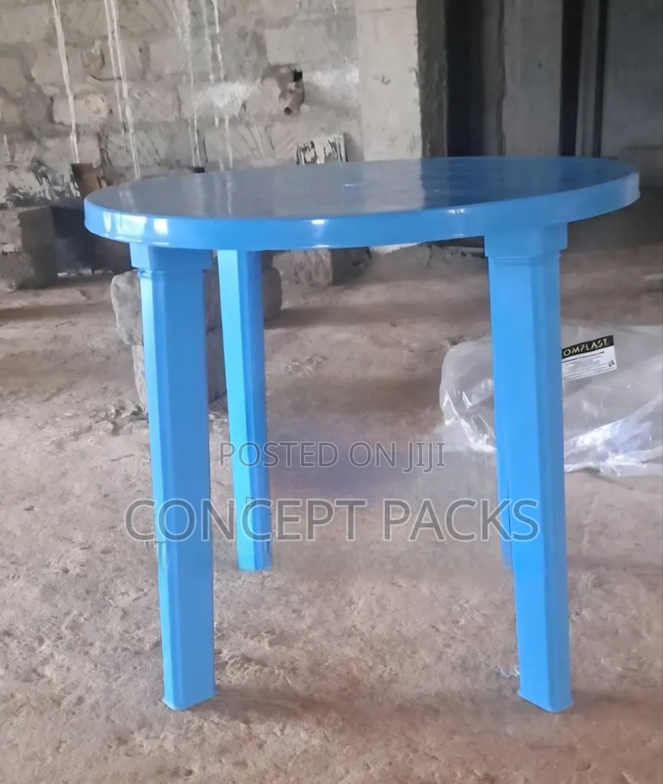 Blue Round Plastic Garden Table