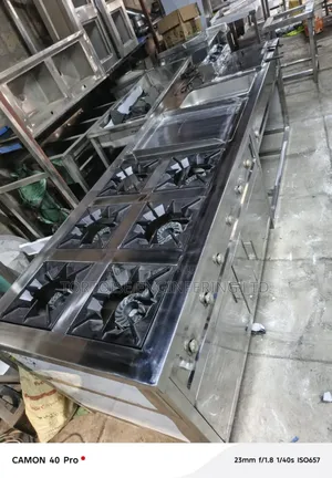 Stainless Steel Cooking Units With 6 Burner, Deep Fryer Gas Griddle
