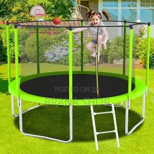 **10FT Lime Green Kids Trampoline – Large Garden Play Area **