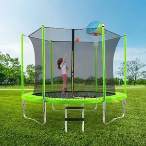 **Lime Green 10ft Garden Trampoline – Spacious Kids Bouncer **
