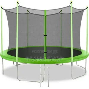 **10ft Lime Green Outdoor Trampoline – Kids Garden Activity **