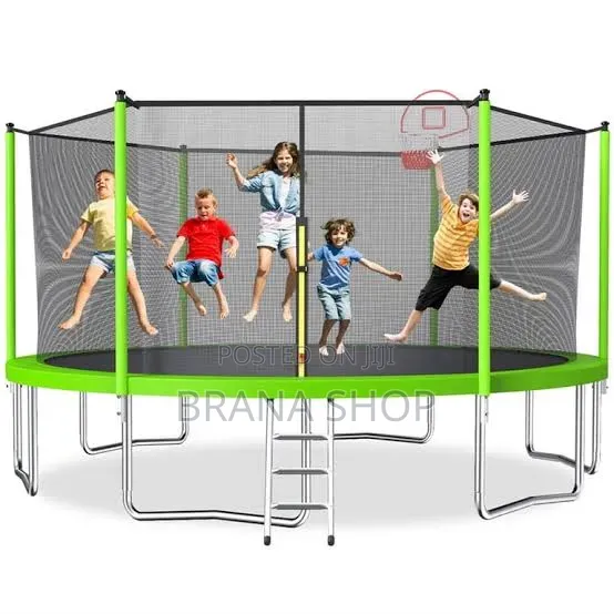 **Kids 10ft Lime Green Garden Trampoline – Outdoor Bouncing Fun **