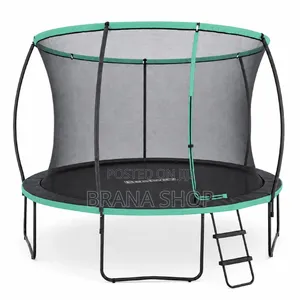 **Lime Green 14ft Garden Trampoline – Spacious Kids Bouncer **