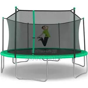 **14ft Lime Green Outdoor Trampoline – Large Garden Activity **