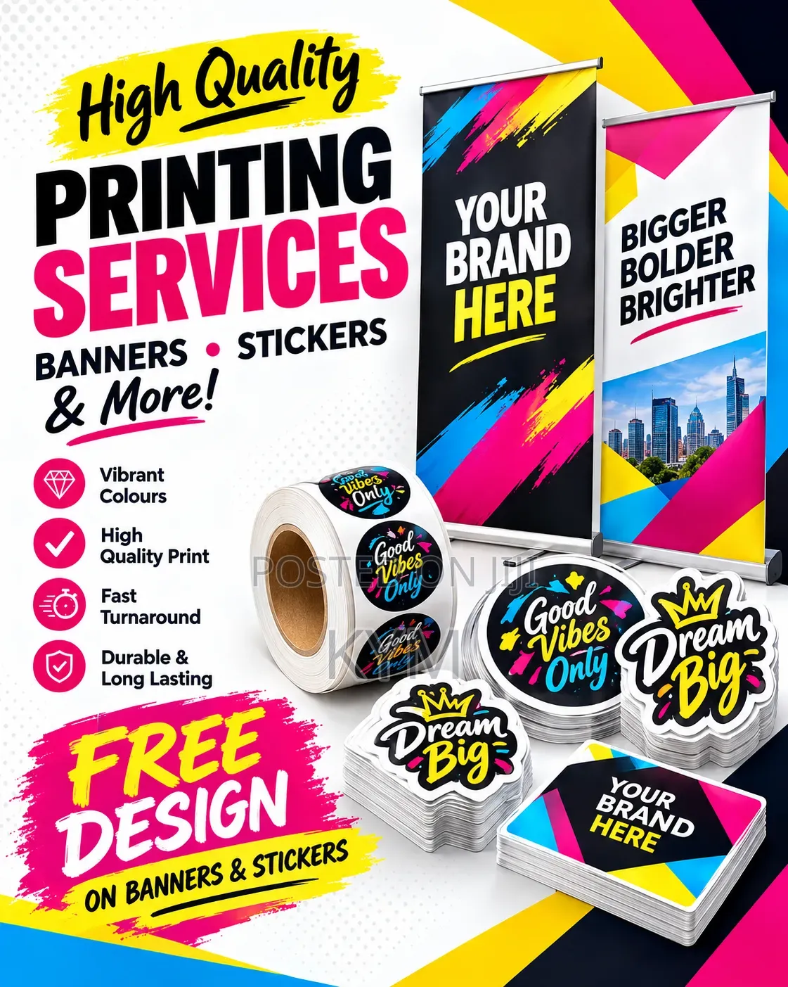 Banners, Stickers Printing + Free Design