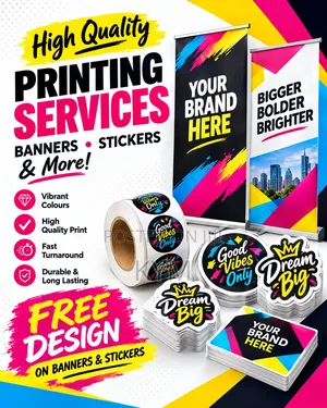 Banners, Stickers Printing + Free Design