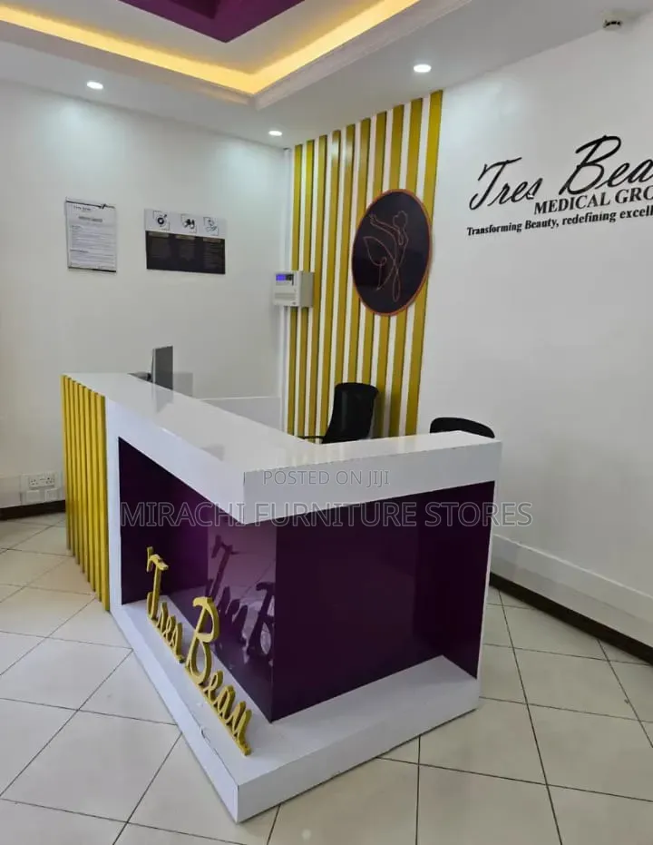 Purple and Gold Reception Desk